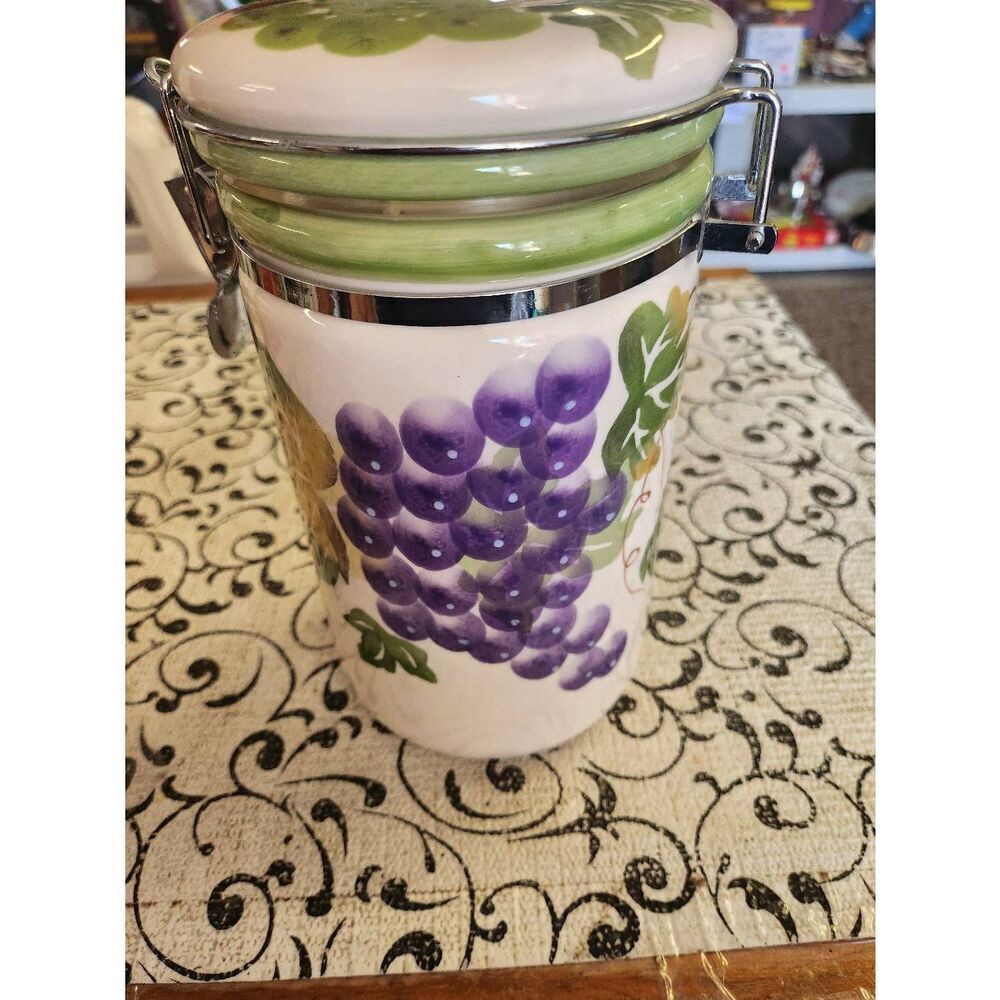 Ceramic Grape  Design Canister
